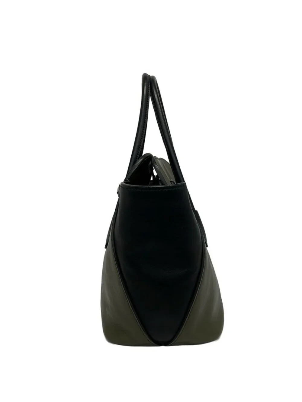 Prada Tote Khaki Black Leather